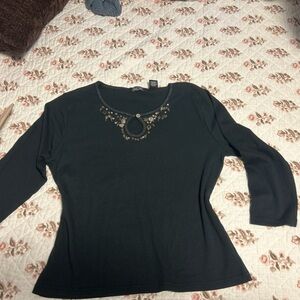 Vintage Crystal-Kobe Petite Large black long sleeve.
